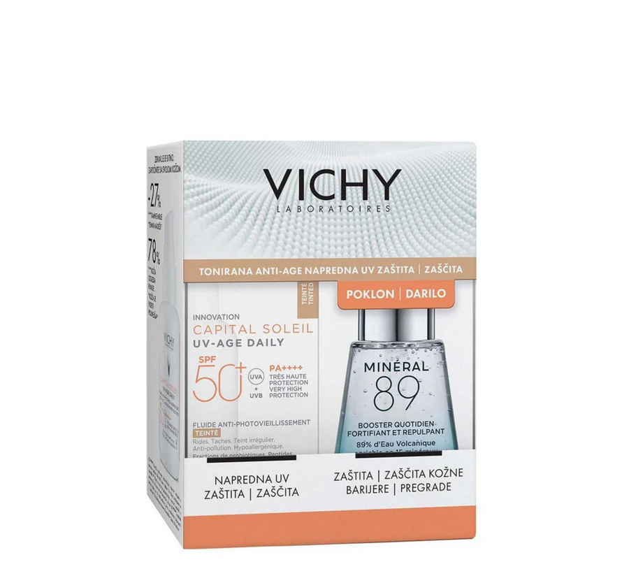 Set Vichy - Capital Soleil UV-age Daily Ngjyrosës Fluid SPF50+ &amp; Mineral 89 Booster 