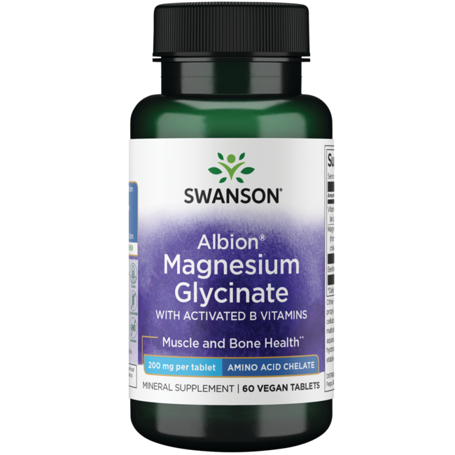 Albion Magnesium Glycinate with Activated B Vitamins 200 mg 60 Tableta