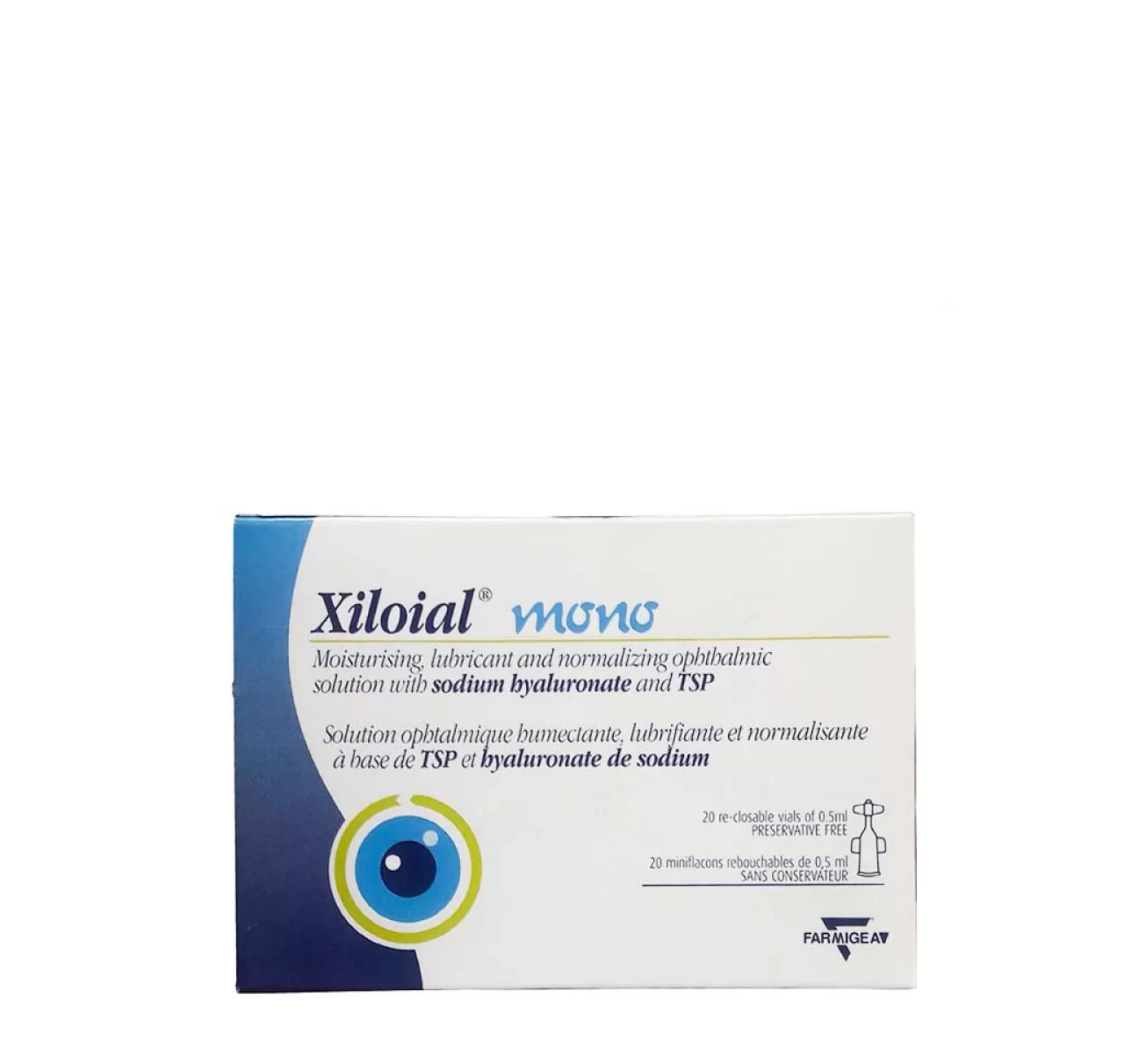 Tretësirë për sytë Xiloial Mono (Hialuronat Natriumi + TSP) *20 flakona x 0.5ml