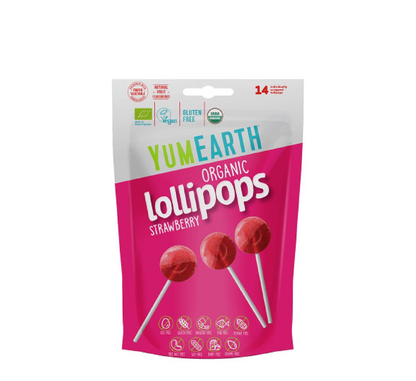 YUMEARTH Organic Strawberry Lollipops *14pcs