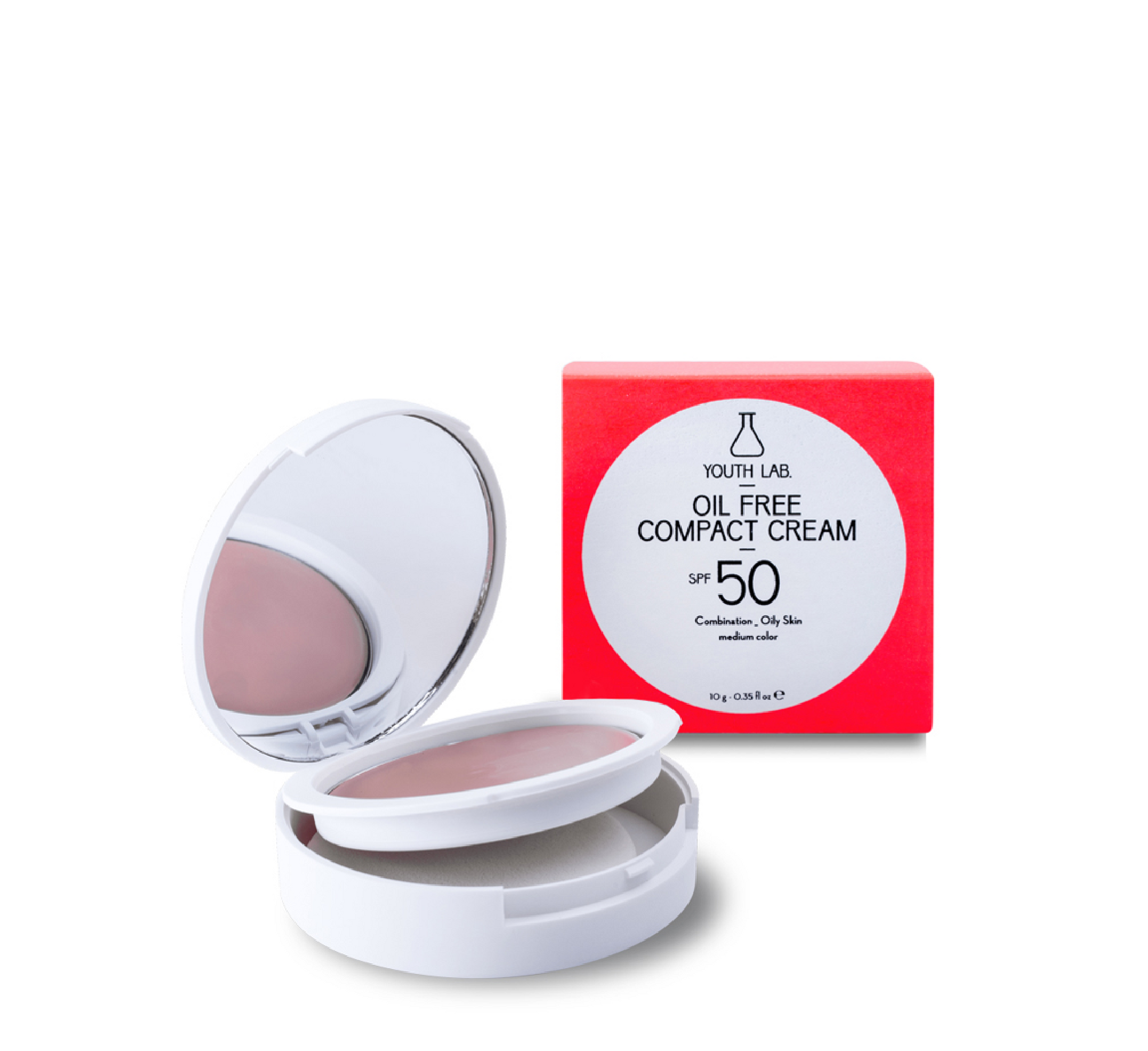 Krem kompakt pa vaj Youth Lab Spf 50 (Lëkurë e yndyrshme/e përzier) *10g