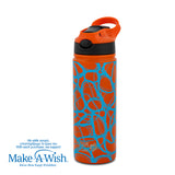 Stainless steel vacuum travel bottle with straw "We Care", Blue Print 500ml