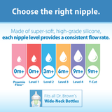 Dr. Brown's Natural Flow Wide-Neck Baby Bottle Silicone Nipple