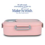 Rectangular stainless steel lunch box "We Care", pink 800ml