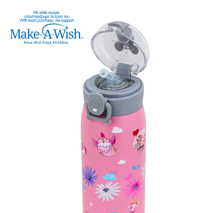 Stainless steel insulated water bottle "We Care", Pinky Girly 500ml