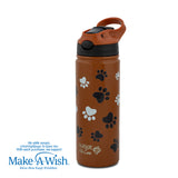 Stainless steel vacuum travel bottle with straw "We Care", Paw Prints 500ml