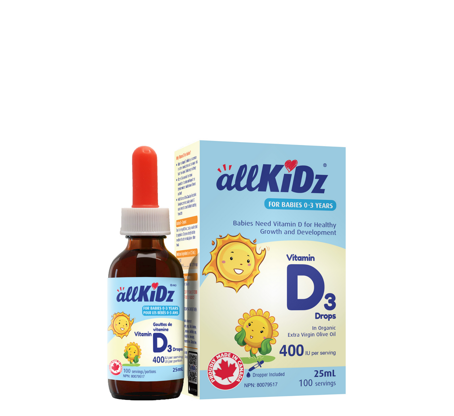 allKidz капки витамин D3 (400 IU) *25ml
