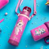 Stainless steel insulated water bottle "We Care", Pink Unicorn 500ml