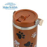 Stainless steel thermos tumbler with sip straw "We Care", Paw Prints 900ml