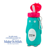 Silicon water bottle "We Care", turquoise penguin 500ml