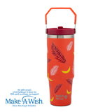 Stainless steel thermos tumbler with sip straw "We Care", Palm Banana 900ml