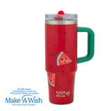 Stainless steel thermos tumbler with sip straw "We Care", Watermelon 900ml