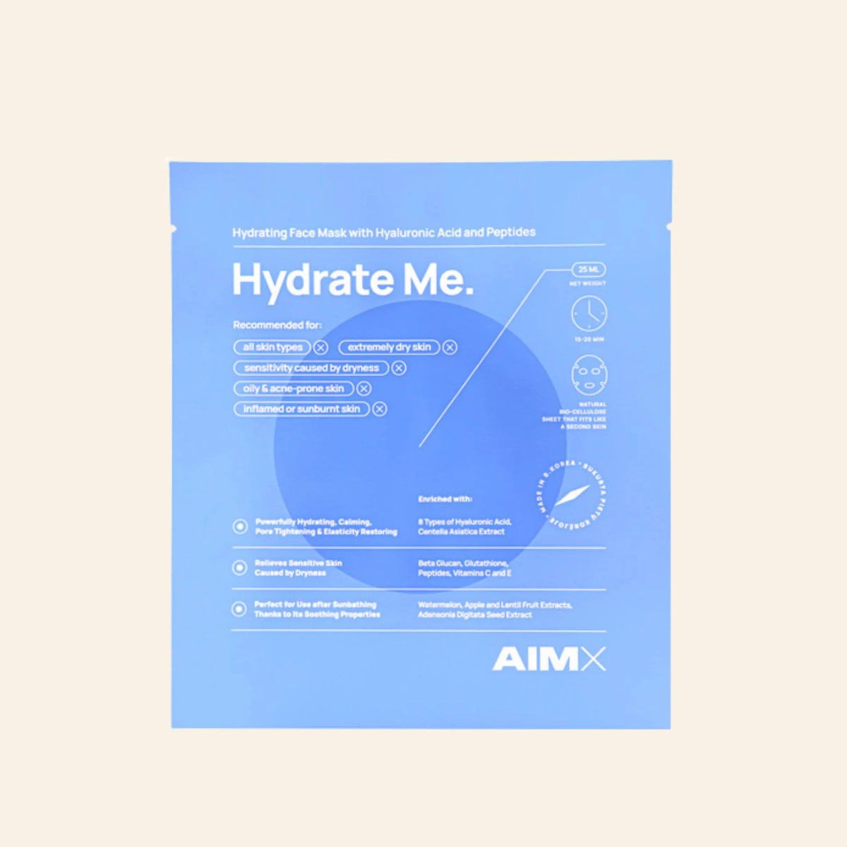 AIMX "Hydrate Me" Moisturising Sheet Mask With Peptides