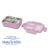 Rectangular stainless steel food container Bento ''We Care'', lilac 800ml