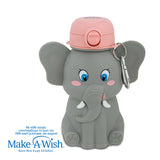 Silicon water bottle "We Care", gray elephant 600ml