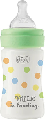 Chicco Perfect Easy Slow Flowing Feeding Bottle, with Soft Silicone Physio Teat and Soft Sense finish, Anti-Anticolic, Reduces Burping and Irritability, 150ml Plastic Bottle, 0+ M