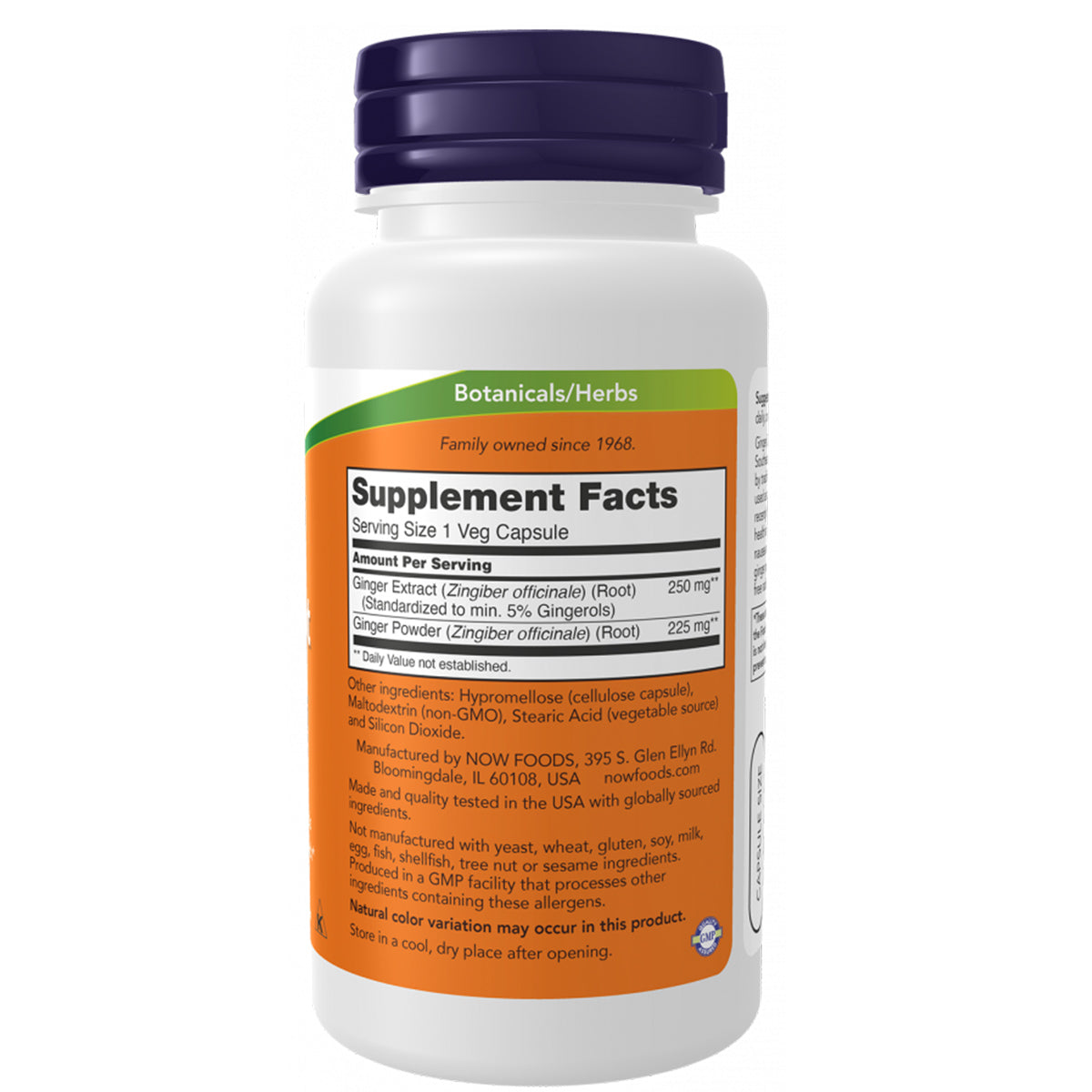 Ginger Root Extract 250 mg Veg Capsules