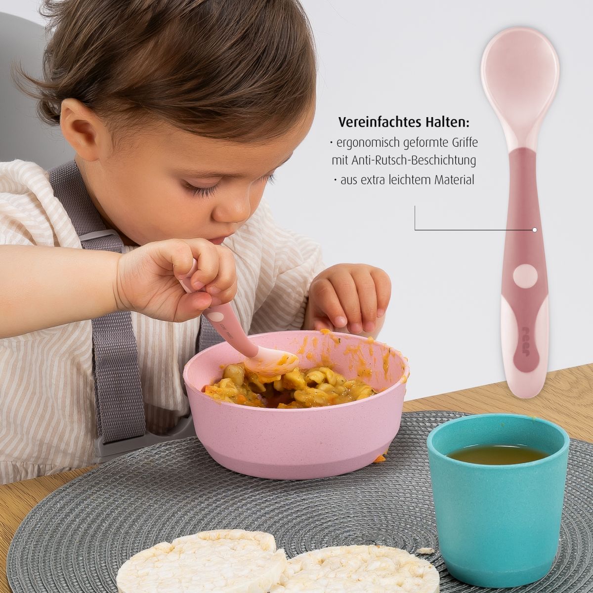 Bendable baby cutlery, pink