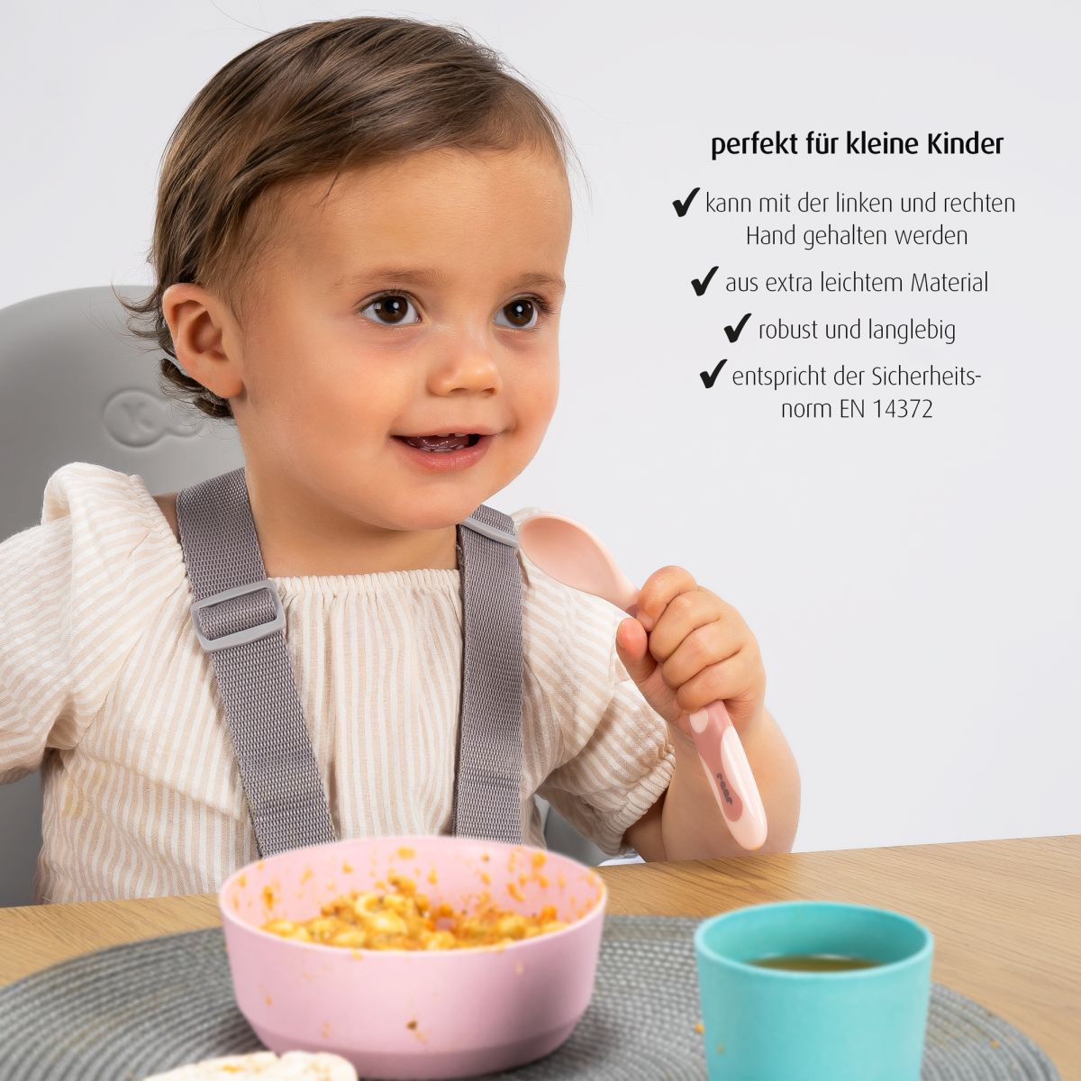 Bendable baby cutlery, blue