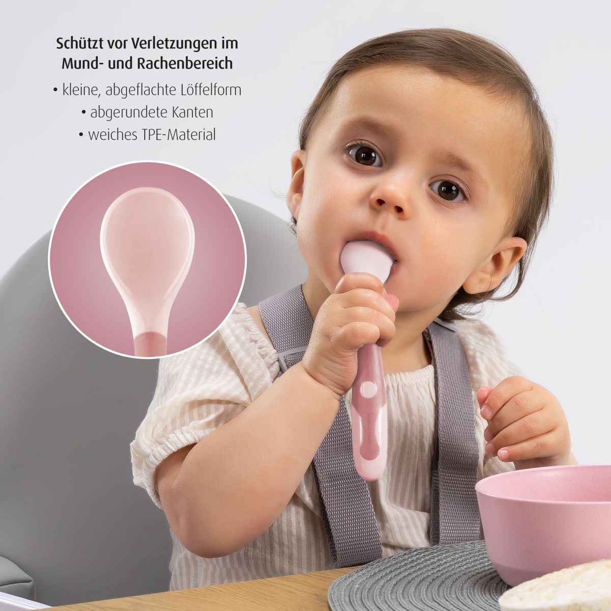 Bendable baby cutlery, blue