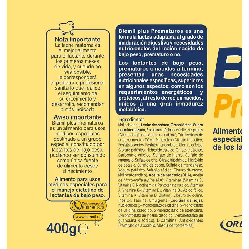 Blemil Plus Premature Infants, 400g