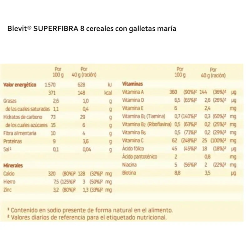 Blevit Baby Food Superfibre 8 Cereali & Biscuit 500gr