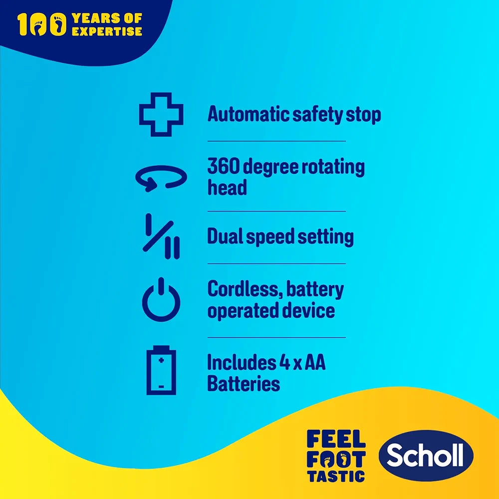 Scholl ExpertCare 2-in-1 File & Smooth. Dual Speed Pedi Electric Foot File for Hard Skin and Callus Removal. Batteries Included