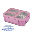 Rectangular stainless steel food container Bento ''We Care'', lilac 800ml