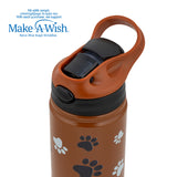 Stainless steel vacuum travel bottle with straw "We Care", Paw Prints 500ml