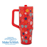 Stainless steel thermos tumbler with plastic straw "We Care", Aloha 900m