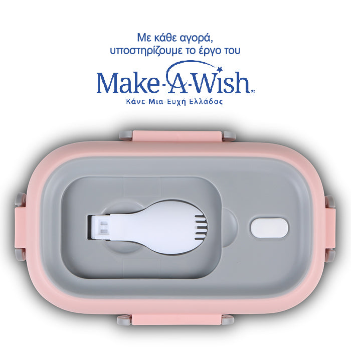 Rectangular stainless steel lunch box "We Care", pink 800ml