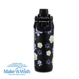 Stainless steel thermos bottle with spout "We Care", Black Floral 500ml