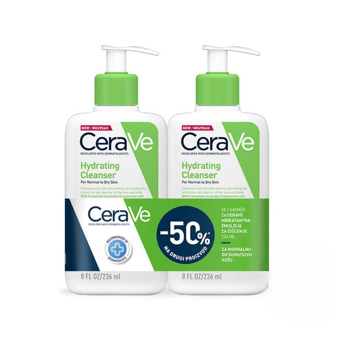 CeraVe – Hydrating Cleanser Duo Set (Normal to Dry Skin)