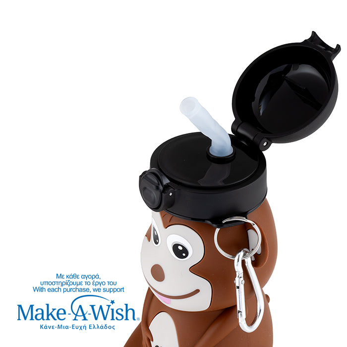 Silicon water bottle "We Care", monkey 450ml
