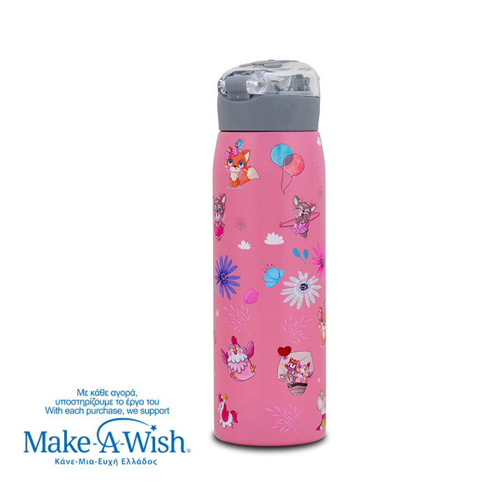 Stainless steel insulated water bottle "We Care", Pinky Girly 500ml