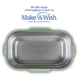 Rectangular stainless steel lunch box "We Care", green 800ml
