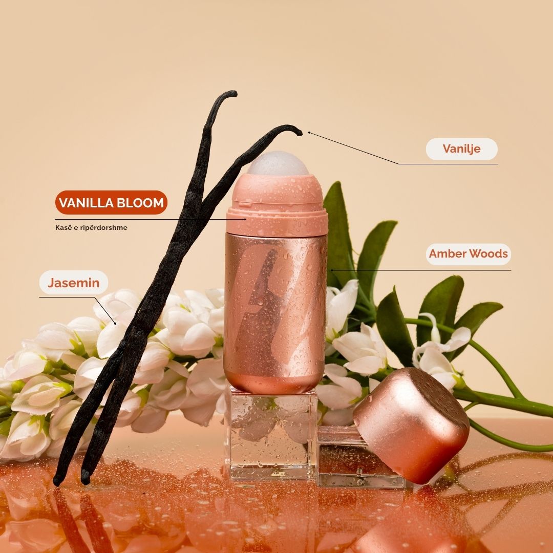 Refillable Roll-on Deodorant Starter Set - Kasë alumini dhe një rimbushje - Vanilla Bloom