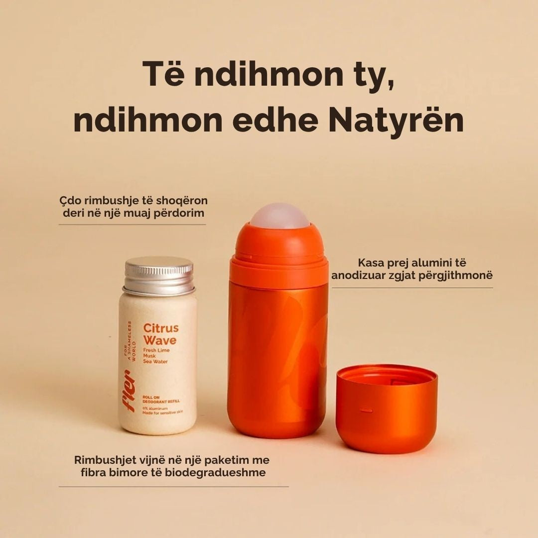 Refillable Roll-on Deodorant Starter Set - Kasë alumini dhe një rimbushje - Vanilla Bloom