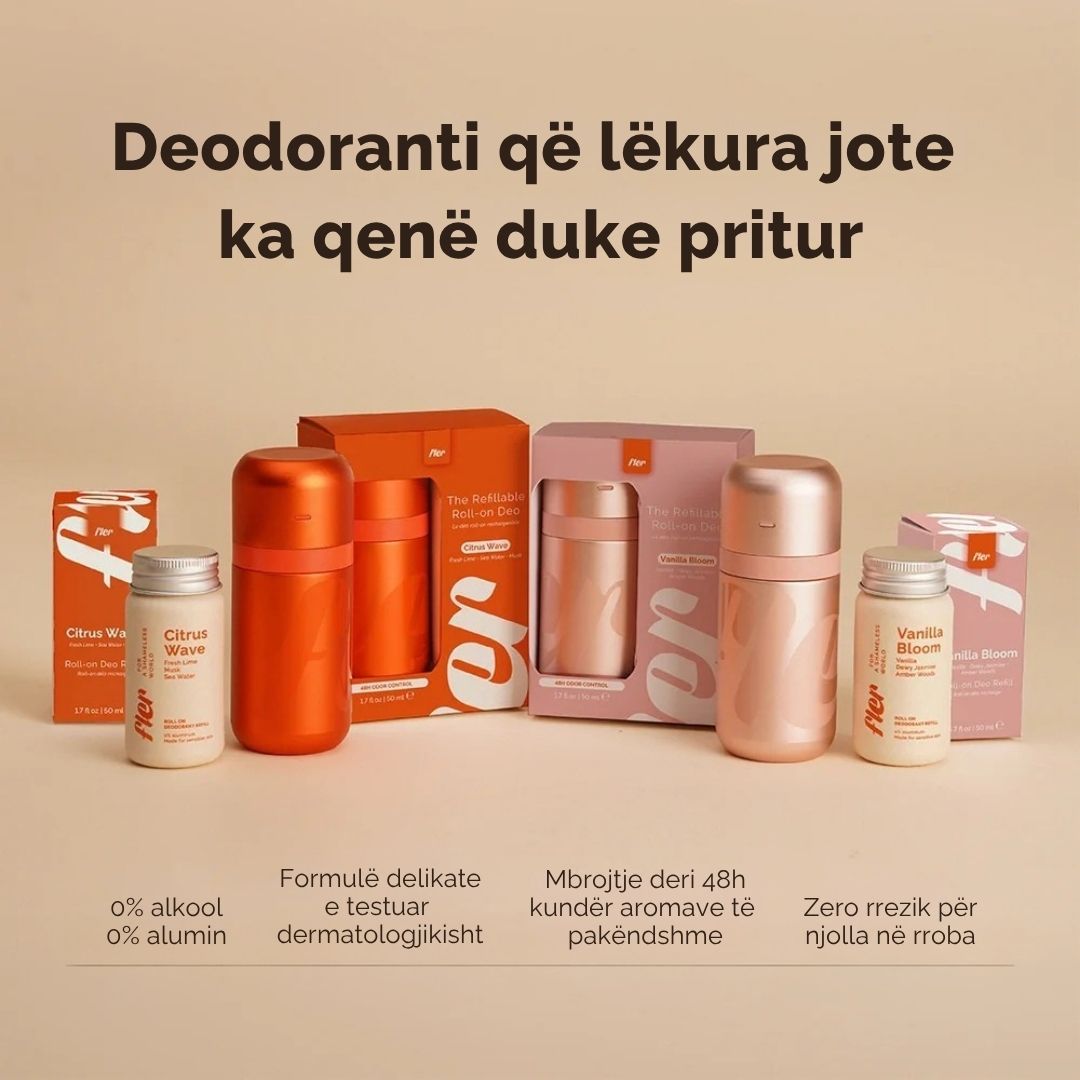 Refillable Roll-on Deodorant Starter Set - Kasë alumini dhe një rimbushje - Vanilla Bloom