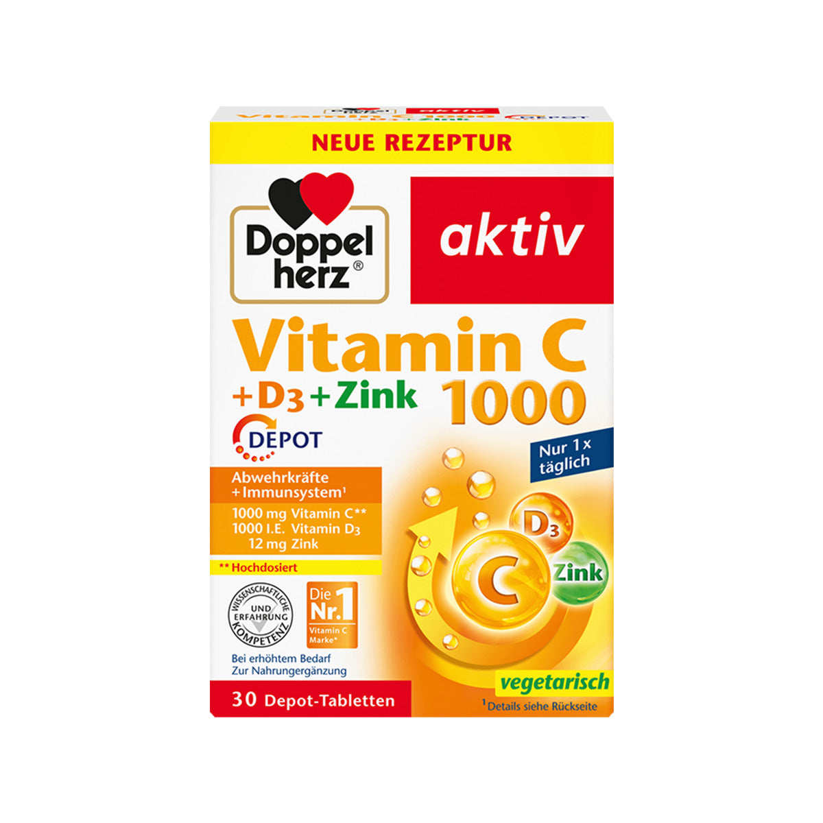 DoppelHerz – Vitaminë C 1000 + D 1000 IU + Zink