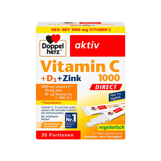 DoppelHerz – Vitamin C 1000 + Zinc + D3 Direct