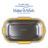 Rectangular stainless steel lunch box "We Care", yellow 800ml