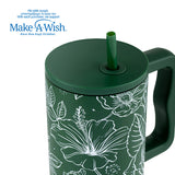 Stainless steel thermos tumbler with plastic straw "We Care", Sketch Floral 900ml