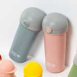 Plastic water bottle with silicone straw "We Care", pink 380ml