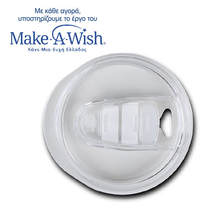 Stainless steel insulated travel mug with straw "We Care", blue 360ml