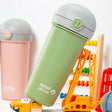 Plastic water bottle with silicone straw "We Care", green 380ml