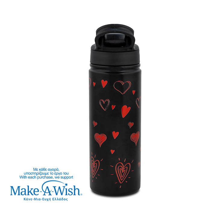 Stainless steel vacuum travel bottle with straw "We Care", Love 500ml