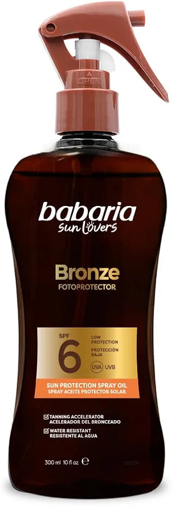Babaria - Bronze Carrot Sun Oil SPF6 | Tanning Accelerator | Intense Gold Tone | Light Texture | Waterproof | Coral Friendly | Vegan | 200 ml
