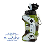 Silicon water bottle "We Care", army game joystick 600ml