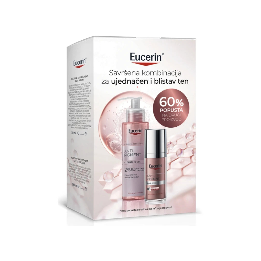 Eucerin® PROMO Anti Pigment Dvofazni Serum Protiv Hiperpigmentacija 30 mL i Gel za čišćenje Lica i Kože Sklone Hiperpigmentacijama 200 mL